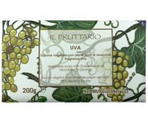 Pastilla de jabón vegetal con aceie de semillas de uva y aroma a uva ITERITALIA Il fruttario  200 g.