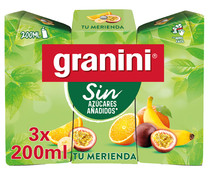 Néctar de frutas sin azúcares añadidos Tu Merienda GRANINI pack 3 unidades de 20 cl.