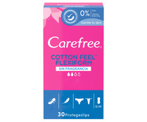 Salvaslips transpirables, sin fragancia CAREFREE Flexiform 30 uds.