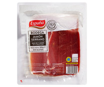 Jamón serrano bodega con más de 9 meses de curación, cortado en lonchas ESPUÑA 360 g.