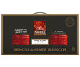Maletín con 12 sobres de 75 g. de jamón de cebo ibérico (50% raza ibérica), cortado en lonchas  NAVIDUL.