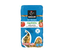 Pasta hélices sin gluten con tomate y espinacas GALLO, 450 g.