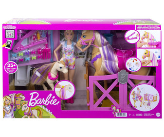 Muñeca Barbie con caballo, poni y accesorios, BARBIE.