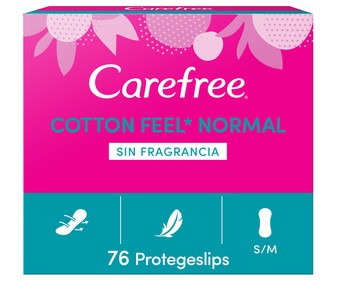 Salvaslips normales, sin fragancia CAREFREE Cotton 76 uds. Salvaslips normales, sin fragancia CAREFREE Cotton 76 uds.