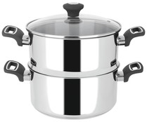 Cacerola para cocina al vapor 24cm. apta para inducción, incluye tapa de vidrio ACTUEL.