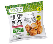 Alimento en forma de bola, elaborado a base de proteínas vegetales, con toque ahumado y sabor a pollo NEWIND FOODS 270 g.