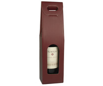 Cajas para botellas de vino con ventana 37,5 cm x 10 cm x 9 cm burdeos para 1 botella. PAPSTAR.