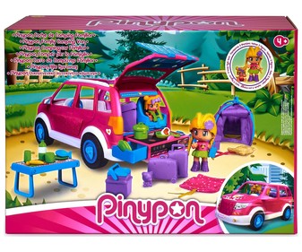 Conjunto de juego Coche de camping familiar con accesorios y 2 muñecos PINYPON.