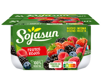 Especialidad de soja con trocitos de frutos rojos SOJASUN 4 x 100 g. Especialidad de soja con trocitos de frutos rojos SOJASUN 4 x 100 g.