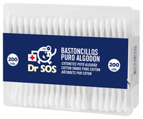 Bastoncillos de algodón 100% suaves y flexibles, ideales para la higiene de los oidos DR. SOS 200 uds