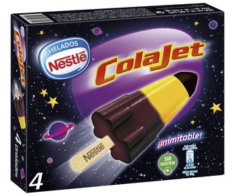 Polo sin gluten, con sabor a chocolate, cola y limón COLAJET de Nestlé 4 x 66 ml. Polo sin gluten, con sabor a chocolate, cola y limón COLAJET de Nestlé 4 x 66 ml.