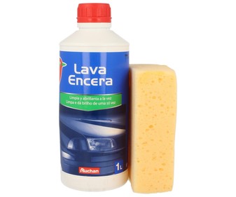 Bote de 1 litro de champú con cera abrillantadora + esponja para realizar el lavado PRODUCTO ALCAMPO. Bote de 1 litro de champú con cera abrillantadora + esponja para realizar el lavado PRODUCTO ALCAMPO.