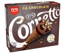 Conos de helado de chocolate, con trocitos de chocolate blanco CORNETTO de Frigo 6 x 90 ml.