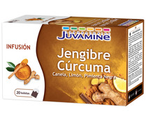 Infusión de jengibre, cúrcuma con canela, limón y pimienta negra JUVAMINE 20 X 1,5 G.