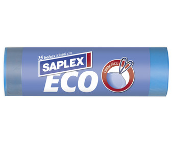 Bolsas de basura eco cierra fácil capacidad 30 litros 55X60 SAPLEX 15 uds. Bolsas de basura eco cierra fácil capacidad 30 litros 55X60 SAPLEX 15 uds.