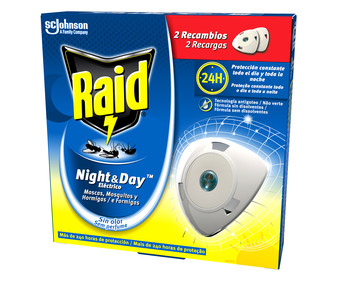 Recambio de repelente de mosquitos eléctrico RAID Night & Day Pack 2 uds. Recambio de repelente de mosquitos eléctrico RAID Night & Day Pack 2 uds.