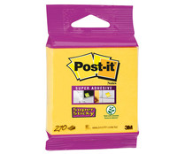 Taco de 270 notas adhesivas, cuadradas de 76x76mm, color amarillo, super adherentes, POST-IT.