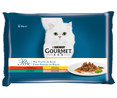 Comida para gatos adultos láminas de buey y pollo PURINA GOURMET PERLE 4 uds.  85 g.