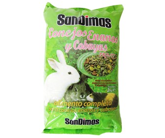 Alimento completo para conejos y cobayas SANDIMAS 2 kilogr, Alimento completo para conejos y cobayas SANDIMAS 2 kilogr,