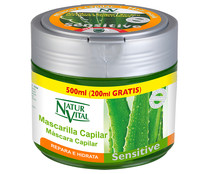 Mascarilla capilar con acción reparadora e hidratante con extracto de aloe vera NATUR VITAL Sensitive 300 ml.