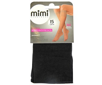 Minimedia de 15 Den, transparente con puño antipresión MIMI, color negro, talla única. Minimedia de 15 Den, transparente con puño antipresión MIMI, color negro, talla única.