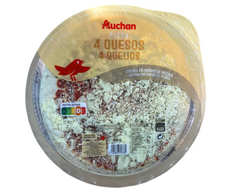 Pizza 4 quesos cocida en horno de piedra PRODUCTO ALCAMPO 400 g. Pizza 4 quesos cocida en horno de piedra PRODUCTO ALCAMPO 400 g.