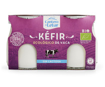 Kefir ecológico de vaca, elaborado sin lactosa CANTERO DE LETUR 2 x 125 g.