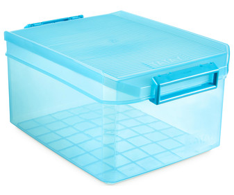 Caja multiusos con tapa color morado translúcido, 14 litros TATAY. Caja multiusos con tapa color morado translúcido, 14 litros TATAY.