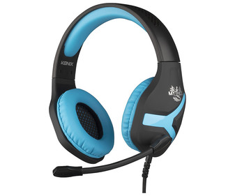 Auriculares gaming con micrófono, color negro y azul, con cable KONIX MYTHICS Ares Camo. Auriculares gaming con micrófono, color negro y azul, con cable KONIX MYTHICS Ares Camo.
