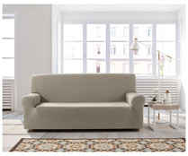 Funda elástica para sofá de 3 plazas, color taupe, ZEBRA.