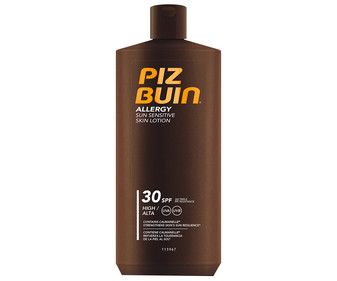 Loción solar con factor protección 30 (medio), especial pieles sensibles PIZ BUIN Allergy 400 ml. Loción solar con factor protección 30 (medio), especial pieles sensibles PIZ BUIN Allergy 400 ml.