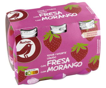 Yogur líquido para beber con fresa, elaborado sin gluten PRODUCTO ALCAMPO 6 x 93.5 ml. Yogur líquido para beber con fresa, elaborado sin gluten PRODUCTO ALCAMPO 6 x 93.5 ml.