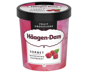 Tarrina de helado de sorbete de frambuesa HÄAGEN-DAZS Fruit obsessions 460 ml. Tarrina de helado de sorbete de frambuesa HÄAGEN-DAZS Fruit obsessions 460 ml.