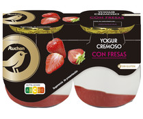 Yogur cremoso natural azucarado con fresas y sin gluten ALCAMPO GOURMET 2 x 125 g.