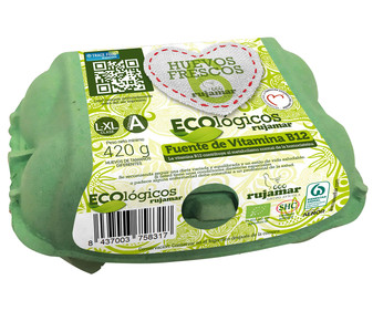 Huevos frescos ecológicos de categoria A y clase L - XL RUJAMAR 6 uds. Huevos frescos ecológicos de categoria A y clase L - XL RUJAMAR 6 uds.