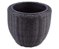 Maceta redonda de mimbre, 40x35 cm, GARDENSTAR ALCAMPO.