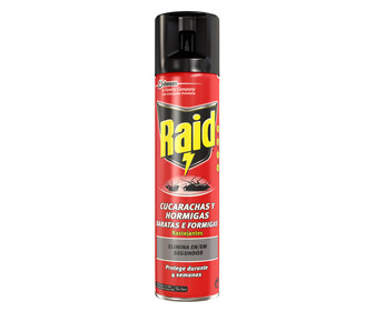 Insecticida spray cucarachas, arañas, hormigas y otros insectos rastreros RAID 400 ml.
