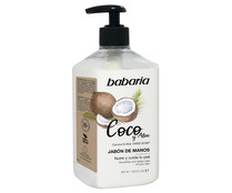 Jabón de manos líquido con glicerina, aceite de coco y aloe vera BABARIA 500 ml.