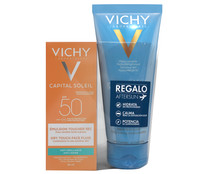 Protector solar tacto seco y anti brillos, con FPS 50 (muy alto), para pieles sensibles, mixtas a grasas VICHY Capital soliel 50 ml.