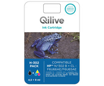 Pack de cartuchos de tinta compatibles (302) QILIVE H-302, negro y tricolor.