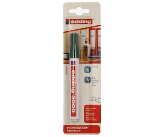 Marcador permanente con punta biselada y grosor de trazo de 1.5 - 3mm tinta color verde EDDING 3000. Marcador permanente con punta biselada y grosor de trazo de 1.5 - 3mm tinta color verde EDDING 3000.