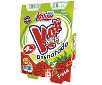Yogur líquido desnatado con fresa y sin gluten KALISE Kaliglub 4 x 165 ml.