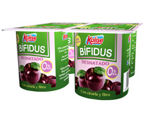 Yogur desnatado (0% materia grasa), sin gluten, con bífidus, fibra y ciruelas KALISE 4 x 125 g.