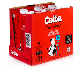 Leche semidesnatada de crecimiento, enriquecida con calcio, Omega 3 y 12 vitaminas, a paritr de 3 años CELTA Crecimiento 6 x 1 l. Leche semidesnatada de crecimiento, enriquecida con calcio, Omega 3 y 12 vitaminas, a paritr de 3 años CELTA Crecimiento 6 x 1 l.