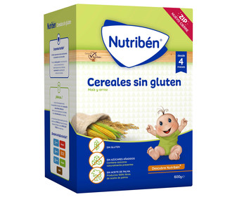 Papilla en polvo con dos cereales (maíz y arroz), sin gluten, a partir de 4 meses NUTRIBÉN 600 g. Papilla en polvo con dos cereales (maíz y arroz), sin gluten, a partir de 4 meses NUTRIBÉN 600 g.