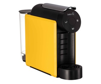 Cafetera de cápsulas automática DELTA Q Mini Qool amarilla, multibebidas, depósito cápsulas.