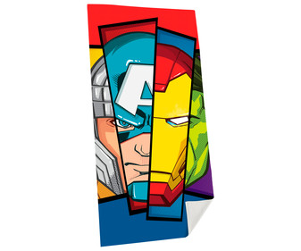 Toalla de playa infantil 70x140cm., tejido velour con 300g/m² de densidad, diseño Los Vengadores MARVEL. Toalla de playa infantil 70x140cm., tejido velour con 300g/m² de densidad, diseño Los Vengadores MARVEL.