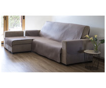 Cubre sofá acolchado de microfibra color beige para chaise longue de 290cm. TEXTIL HOGAR.