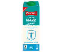 Leche semidesnatada de vaca, con vitaminas A, D, B6, B9 y B12, Zinc y Selenio PASCUAL Inmune 1 l.