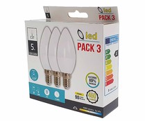 Pack de 3 bombillas Led E14, 5W=40W, luz neutra 4000k, 450lm, EUROBRIC.